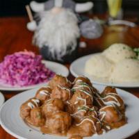 Feast for Five · Twenty-four (24) meatballs of your choice (beef, chicken, or half and half) with mashed pota...
