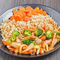 Vegetables · Mushroom, broccoli, zucchini, onions, sliced carrots cooked in our savory hibachi sauce.