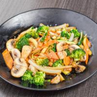 S/O Vegetables · Mushroom, broccoli, zucchini, onions, grilled sliced carrots.