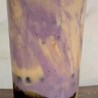 Sweet Taro and Purple Potato  Dirty Bubble Tea · 