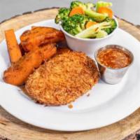 Coconut Crusted Chick’n · Crispy coconut chick’n coated with organic coconut shreds.