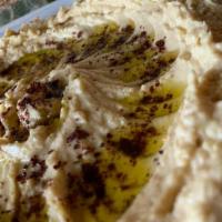 Hummus · Chickpea spread with tahini and spices. Vegan.