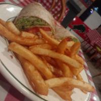 Grilled Chicken Caesar Wrap · With fries