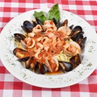 Seafood Marechiara · Shrimp, clams, mussels and calamari in a marinara sauce. Served with pasta or house salad.