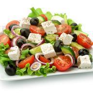 Greek Salad · Lettuce, tomatoes, cucumbers, onions, bell peppers, black olives, green olives, feta cheese ...