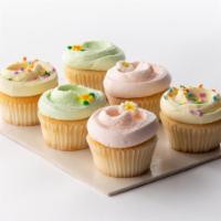 Six Van/Van Cupcakes to go · 6 of our Vanilla Cupcakes with Vanilla Buttercream.

Buttercream colors and sprinkles chos...