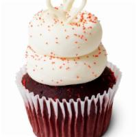 Scarlett's Red Velvet Cupcake · Rich scarlet red chocolate cake filled with creamy vanilla topped with our classic cream che...