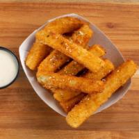 Zucchini Sticks · Breaded zucchini deep fried and served with a side of ranch.