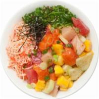 S3. The Triforce Signature Poke Bowl · Tuna. salmon, scallop, pineapple, cucumber, poke special sauce, sweet chili, kani salad, sea...