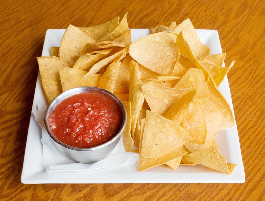 Chips and Salsa · Homemade salsa. Served with fresh corn tortilla chips.