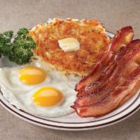 Big Bacon and Eggs · 4 extra-thick slices of applewood country bacon served with 2 eggs.