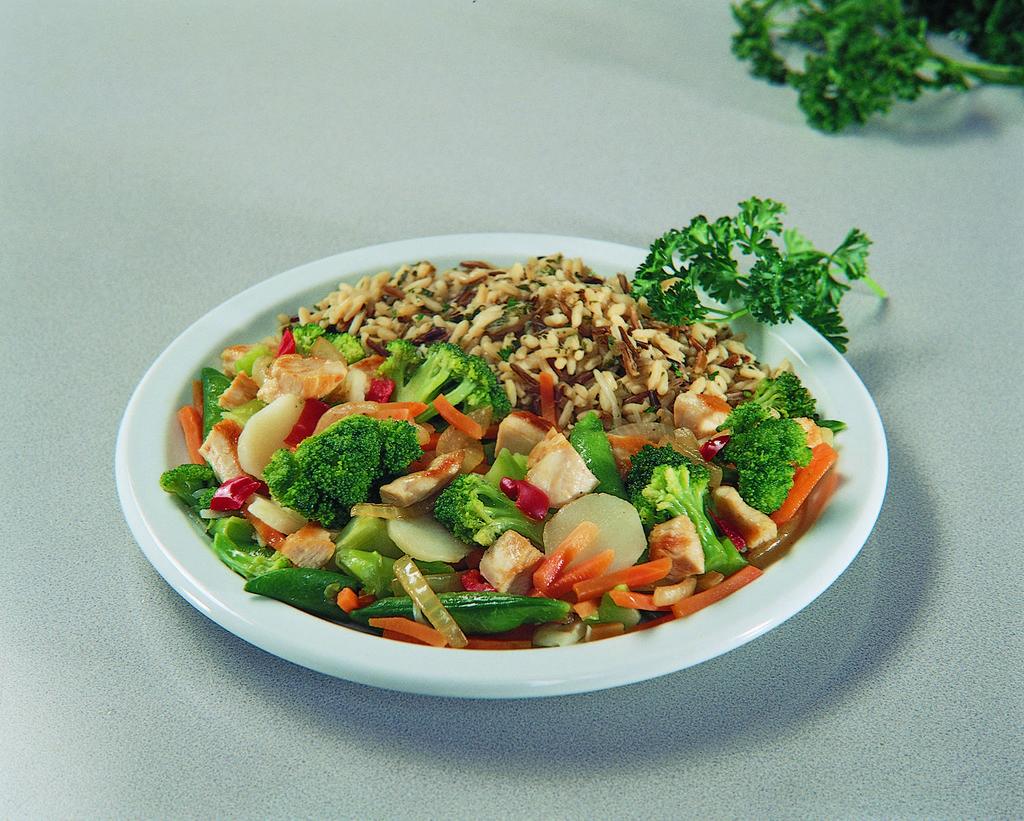 Chicken Stir Fry Fryn' Pan Dinner · Tender chicken breast stir fried with Asian vegetables and served with mixed rice.