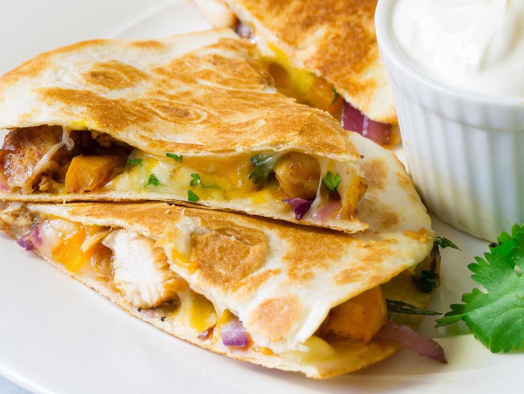 Chicken Quesadilla · chicken with american cheese and mozzarella cheese and blue cheese