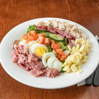 Chef’s Salad · Mixed greens, ham, turkey, salami, tomato, cucumber, provolone, hard boiled egg, ranch or It...