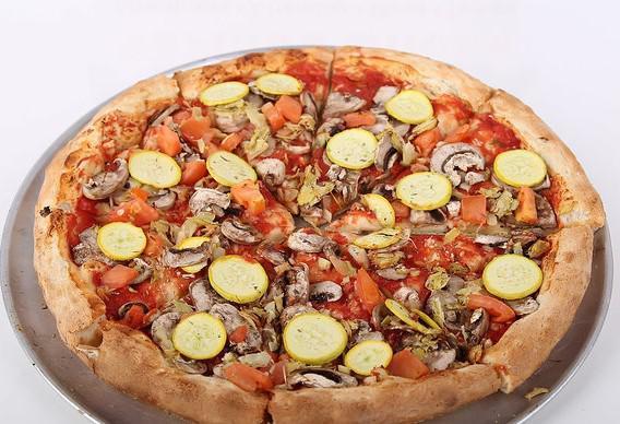 Healthy Choice Pizza · Cheese-less, artichoke hearts, mushroom, zucchini, tomato and garlic.  