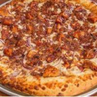 BBQ Chicken Pizza · BBQ sauce, chicken, bacon and onion.  