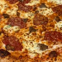 Lasagna Pizza · meatball, sausage, ricotta, parmesan cheese