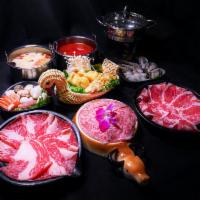 A5 Japanese Wagyu Combo A5和牛火锅套餐 · Come with: 
- 2 Soup Bases (Orignal/Spicy)
- A5 Japanese Wagyu Beef
- Wagyu Brisket
- Angus ...