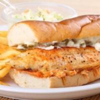 Whiting Fish Sandwich combo · Served on Italian bread. Served with fries and soda.