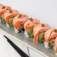KYOTO ROLL · Avocado inside, topped seared salmon and yuzu paste