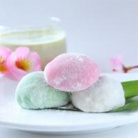 Mochi Ice Cream (2 Piece) · Choose of flavor , green or mango, or green tea mango mix