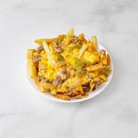 10. Dublin Taco Fries · French fries, ground beef, chopped onions, peppers, shredded cheese and special sauce.