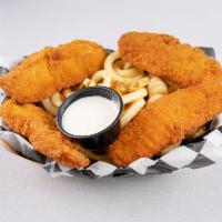 4 Piece Crispy Chicken Fingers Combo Meal · Tender white chicken tenders tossed in a light breading. Includes choice fries and a drink.