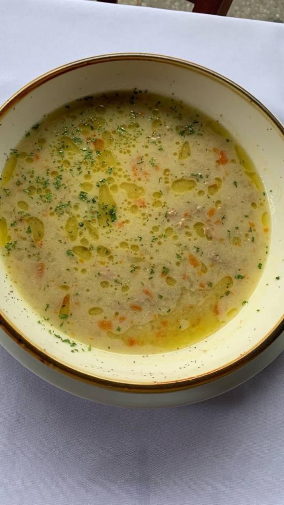 Veal Soup · Creamy veal soup with vegetables.