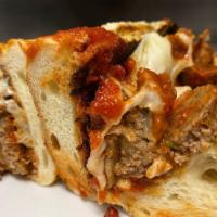 Meatball Parmigiana Platter · Made or covered with Parmesan cheese.