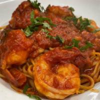 Shrimp over Linguini · Marinara or fra diavolo over linguini. Gluten-free.