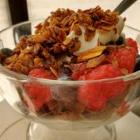 Yogurt Parfait · Homemade vanilla granola with organic yogurt and fresh berries.