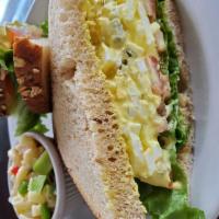 Egg Salad Sandwich · Hard-boiled eggs mixed with mayonnaise.  You may choose curry or no curry.