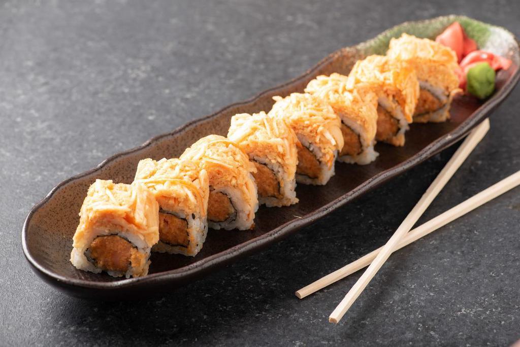 SST Roll · Spicy salmon topped with spicy kani-mayo.