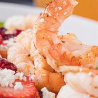 Shrimp Spinach Salad · Grilled, fried, or blackened shrimp with fresh baby spinach, peppered strawberries, toasted ...