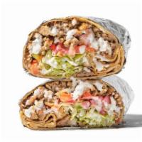 Gyro Wrap · Rotisserie Juicy! Gyro, served in a wrap with lettuce, tomato, pickled onions & white sauce