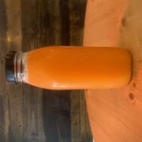 Organic Juice: Vitalize · Apple Orange, Carrot, Lemon, and Ginger.