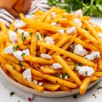 Greek Fries · French fries with feta cheese.