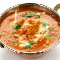 137. Chicken Makhani · Boneless chicken tandoori cooked in a creamy butter sauce.
