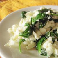 Egg Whites & spinach  · 3 egg whites + spinach 