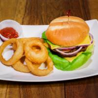 Angus Beef Burger · Burgers are made with brioche bun.