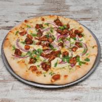 Pollo Resistance Pizza · An olive oil glaze with a bed of mozzarella cheese, smothered with barbecue chicken breast, ...