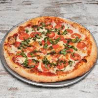 Ciao Bello Pizza · Italian style. Choice of our fresh tomato sauce or an olive oil glaze, with fresh garlic, Ro...