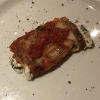 Melanzane All Fiorentina Dinner · Sliced eggplant layered with ricotta cheese, spinach, marinara sauce and melted fontina chee...