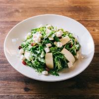 Insalata Monte Lauro Dinner · Baby arugula, pistacchio, dried cranberries, red apples, feta cheese and lemon dressing. Glu...