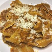 Pappardelle Bolognese Dinner · Homemade pappardelle with meat ragu.