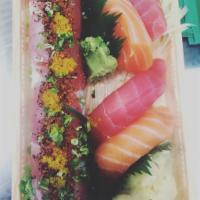 Mixd Dinner · Tuna sushi & sashimi, salmon sushi and sashimi,& tuna amazing roll