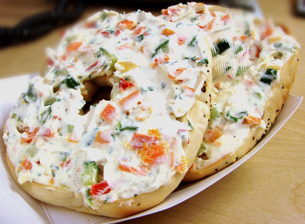 Bagel with Vegetable Cream Cheese · 