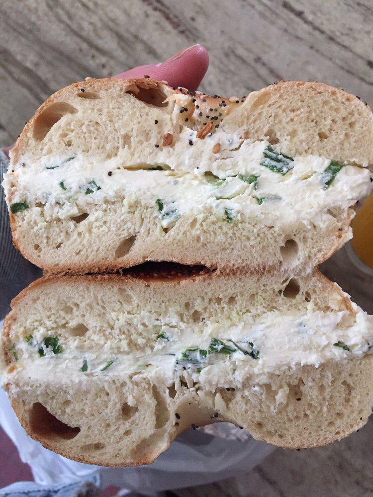Bagel with Scallion Cream Cheese · 