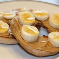 Bagel with Peanut Butter, Banana & Honey · Creamy Peanut Butter!!!