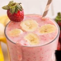 Strawberries on Broadway Smoothie · Strawberries and Bananas Blended with Apple Juice or Milk.